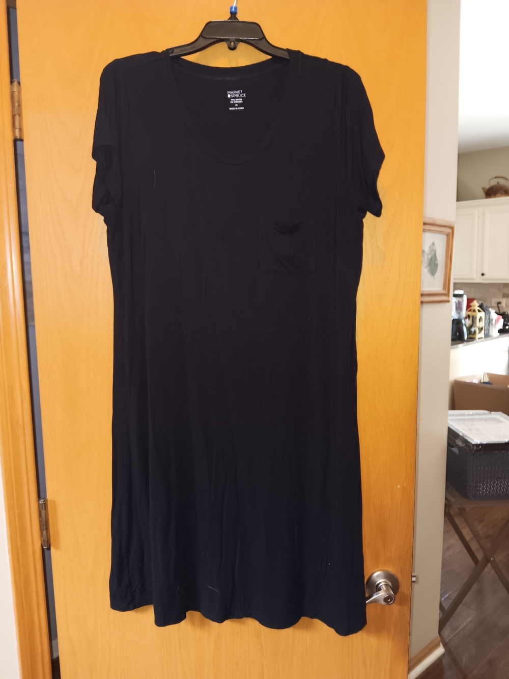 Womens Size 1X, Market Spruce Black Short Sleeve Pocket Tunic Dress